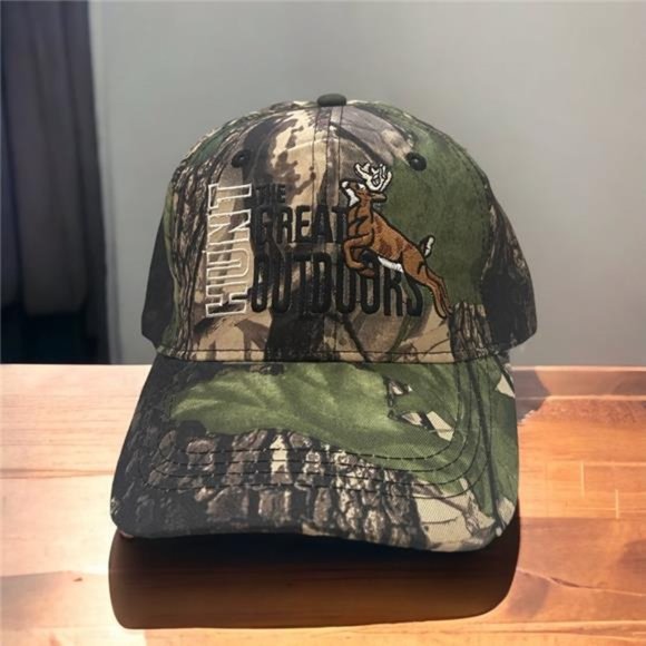 Embroidered Cap | Camouflage Adjustable Hat | The Great Outdoors Hunter Hat - Picture 2 of 7